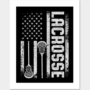 Vintage America Flag Lacrosse Posters and Art